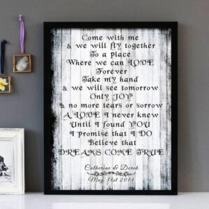 "Dreams Come True"- Johann Pachelbel (Canon In D) - Framed Lyrics Wall Art Design