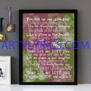 "Annie's Song" John Denver - Framed Lyrics Wall Art Design