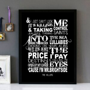 "Mr. Brightside" Version 2, The Killers - Framed Lyrics Wall Art Design