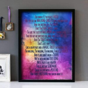 "You're In Love With A Psycho" - Kasabian - Framed Lyrics Wall Art Design
