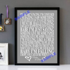 "I Think I'm In Love" Kat Dahlia - Framed Lyrics Wall Art Design