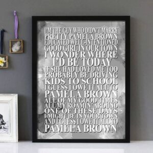 "Pamela Brown" - Leo Kottke - Framed Lyrics Wall Art Design