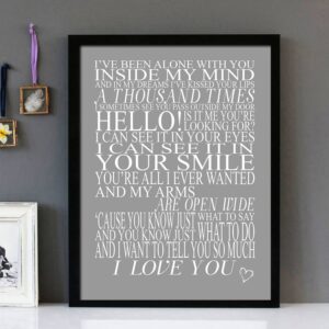 "Hello" Lionel Richie - Framed Lyrics Wall Art Design