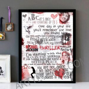 "Lyrics Montage" - Michael Jasckon - Framed Lyrics Wall Art Design