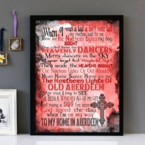 "Northern Lights Of Old Aberdeen " -Mary Webb- Framed Lyrics Wall Art Design V2