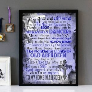 "Northern Lights Of Old Aberdeen " -Mary Webb- Framed Lyrics Wall Art Design