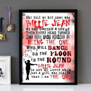 "Billie Jean"- Michael Jackson - Framed Lyrics Wall Art Design
