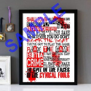"Smalltown England" By New Model Army Version 2 - Framed Lyrics Design
