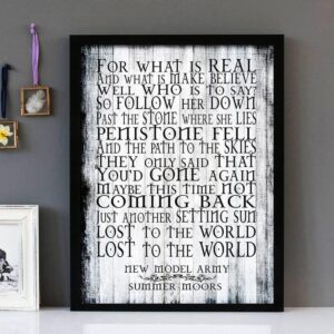 "Summer Moors"- New Model Army - Framed Lyrics Wall Art Design
