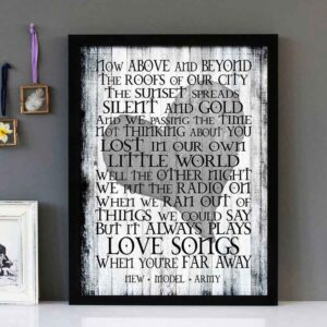 "Love Songs" - New Model Army - Framed Lyrics Wall Art Design Floorboards