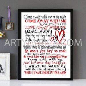 "Come Away With Me" -Norah Jones- Framed Lyrics Wall Art Design