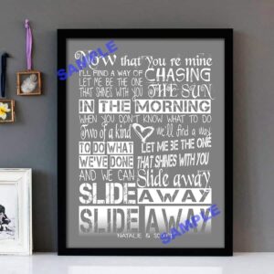 "Slide Away (Gray)" Oasis - Framed Lyrics Wall Art Design
