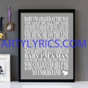 "Maybe I'm Amazed" Paul Mccartney - Framed Lyrics Wall Art Design