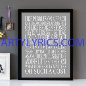 "Broken Stones" Paul Weller - Framed Lyrics Wall Art Design