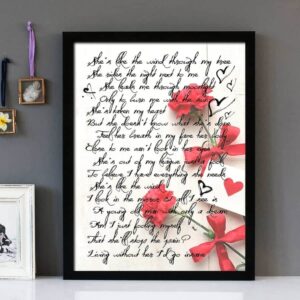 "She's Like The Wind" Patrick Swayze - Framed Lyrics Wall Art