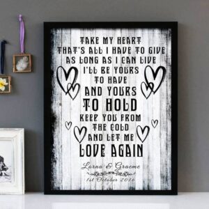 "Let Me Love Again" - Paul Carrack - Framed Lyrics Wall Art Design