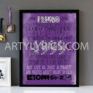 "1999" - Prince - Framed Lyrics Wall Art Design