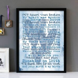 "Sunshine On Leith"- Proclaimers - Framed Lyrics Wall Art Design