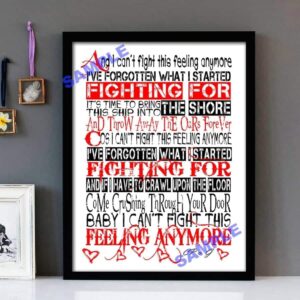 "Can't Fight This Feeling" Reo Speedwagon - Framed Lyrics Wall Art Design