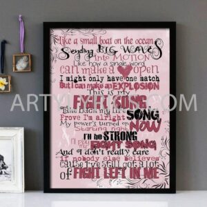 "Fight Song" - Rachel Platten - Framed Lyrics Wall Art Design