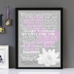 "Tonight I Celebrate My Love"- Roberta Flack & Peabo Bryson - Framed Lyrics Wall Art Design