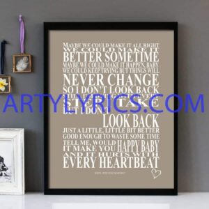 "With Every Heartbeat" Robyn - Framed Lyrics Wall Art Design