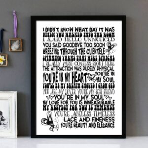 "You're In My Heart" - Rod Stewart - Framed Lyrics Wall Art Design