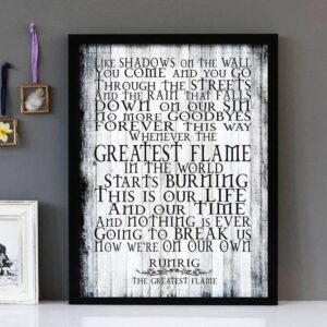"Greatest Flame"- Runrig - Framed Lyrics Wall Art Design Version 3
