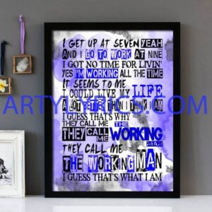 "The Working Man" Rush - Framed Lyrics Wall Art Design