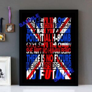 "God Save The Queen" Sex Pistols - Framed Lyrics Wall Art Design
