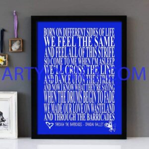 "Through The Barricades" Spandau Ballet - Framed Lyrics Wall Art Design