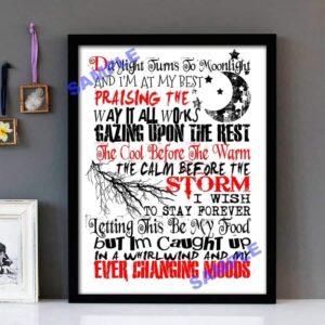 "My Ever Changing Moods" The Style Council - Framed Lyrics Wall Art Design