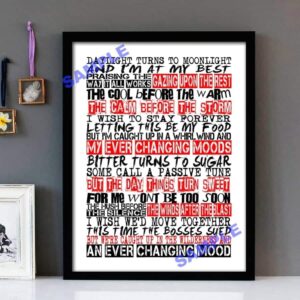 "My Ever Changing Moods (Version 2)" The Style Council - Framed Lyrics Wall Art Design