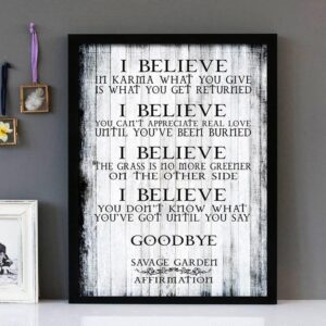 "Affirmation"- Savage Garden - Framed Lyrics Wall Art Design