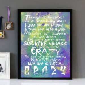 "Crazy" Version 2 - Seal - Framed Lyrics Wall Art Design