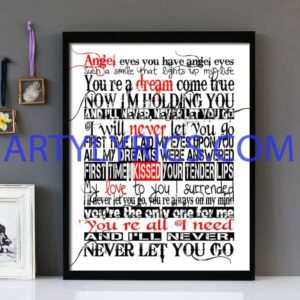 "Never Let You Go" Steelheart - Framed Lyrics Wall Art Design