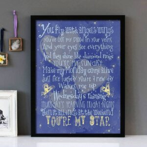 "You're My Star"- Stereophonics - Framed Lyrics Wall Art Design Version 2