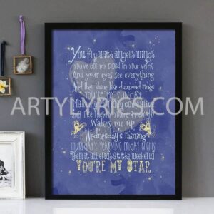 "You're My Star" -The Stereophonics - Framed Lyrics Wall Art Design