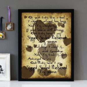 "Signed, Sealed, Delivered" Stevie Wonder - Framed Lyrics Wall Art