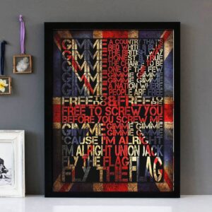 "Fly The Flag" Version 2 - Stiff Little Fingers - Framed Lyrics Wall Art Design
