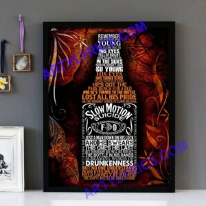 "Slow Motion Suicide" (Jd Version) - Ferocious Dog - Framed Lyrics Wall Art Design