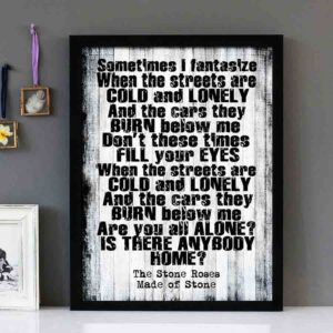 "Made Of Stone" - Stone Roses - Framed Lyrics Wall Art Design