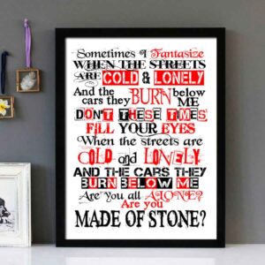 "Made Of Stone" V2 - Stone Roses - Framed Lyrics Wall Art Design