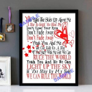 "Rule The World" Take That - Framed Lyrics Wall Art Design