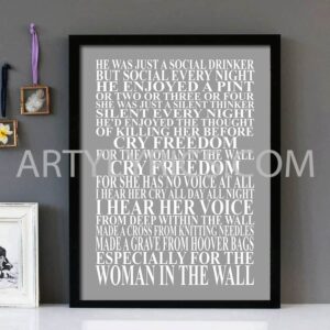 "Woman In The Wall" -The Beautiful South - Framed Lyrics Wall Art Design