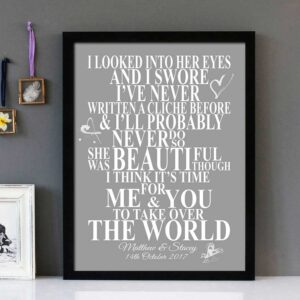 "Take Over The World" - The Courteeners - Framed Lyrics Wall Art Design