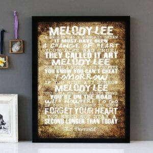 "Melody Lee" The Damned - Framed Lyrics Wall Art