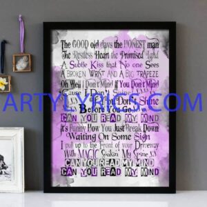 "Read My Mind" The Killers - Framed Lyrics Wall Art Design