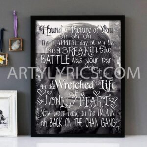 "Back On The Chain Gang" -The Pretenders - Framed Lyrics Wall Art Design