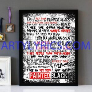"Paint It Black" (Version 2) Rolling Stones - Framed Lyrics Wall Art Design